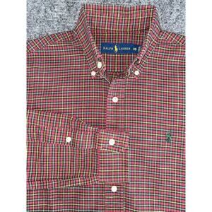 Ralph Lauren Classic Fit Flannel Y2K Burgundy Forest Green Plaid Shirt Men's XS